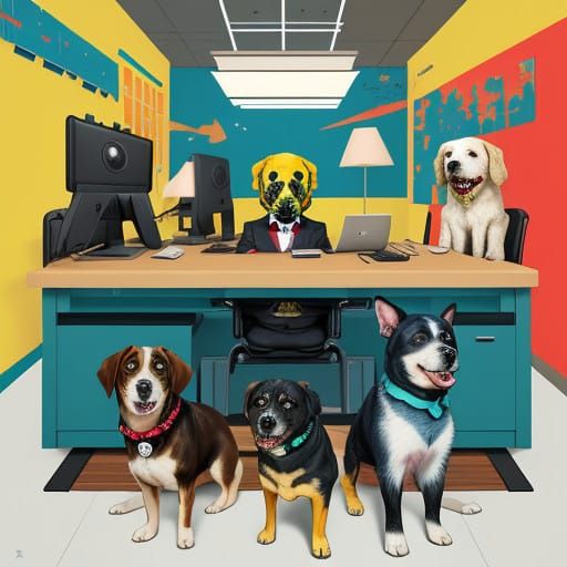 Whimsical Dogs in Professional Attire