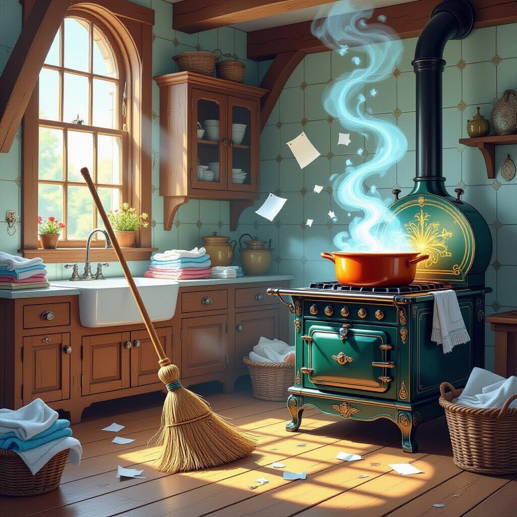 Magic Transforms Household Chores: Enchanted Brooms & Self-F...
