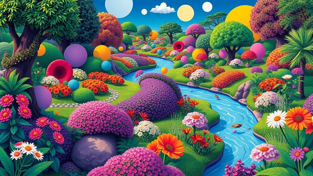 Kaleidoscopic Garden Inspired by Superflat Art