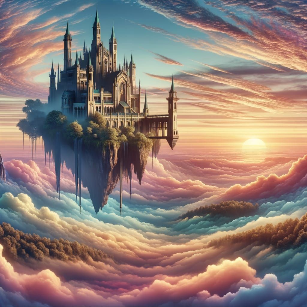 Floating Castle in Art Deco Fantasy