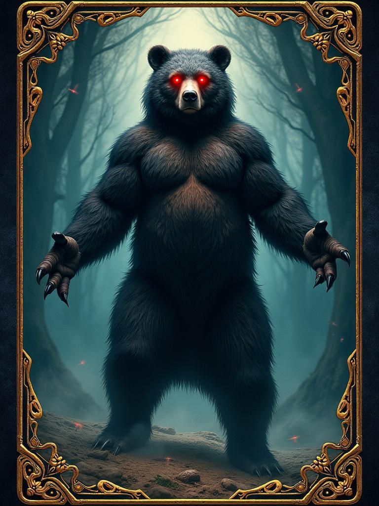 Majestic Werebear God Tarot Card Illustration
