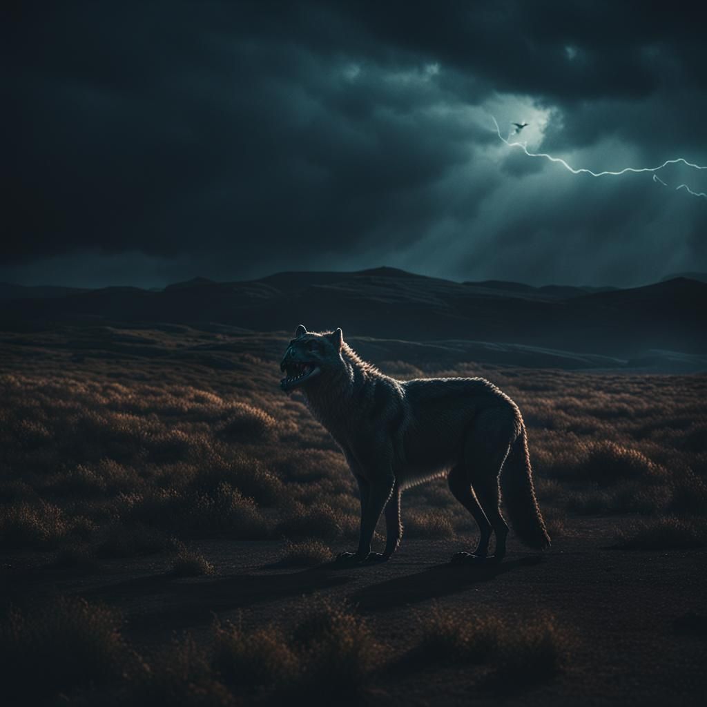 Dramatic Wind Howling in Darkness: Cinematic Film Still