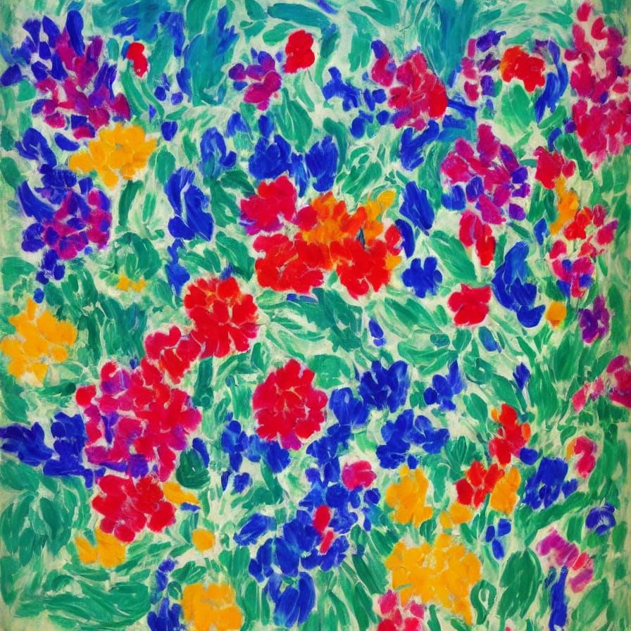 Exotic Flowers Still Life in Matisse Fauvist Style