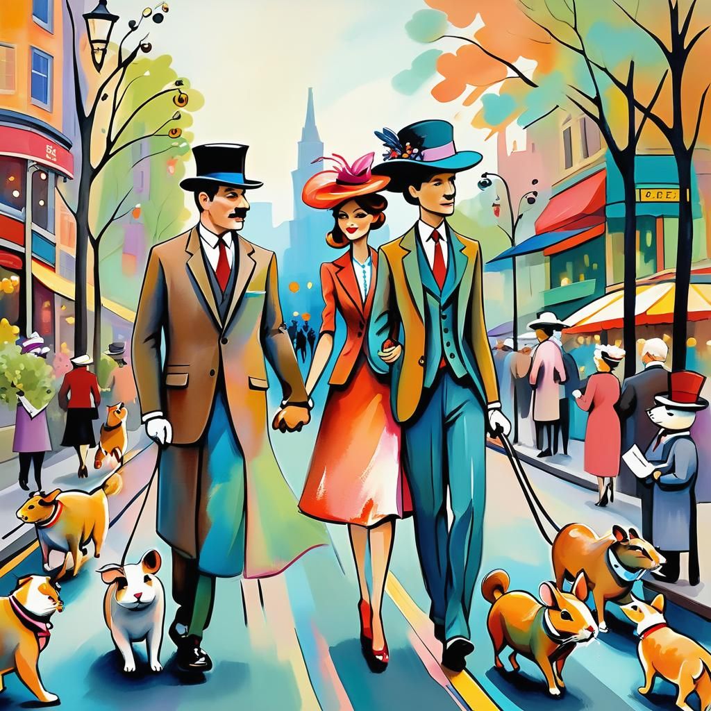 Whimsical Folk Art Walk with Animals