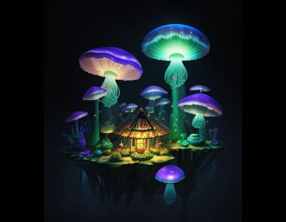 Jellyfish in Toadstool Forest: Beatrix Potter Style