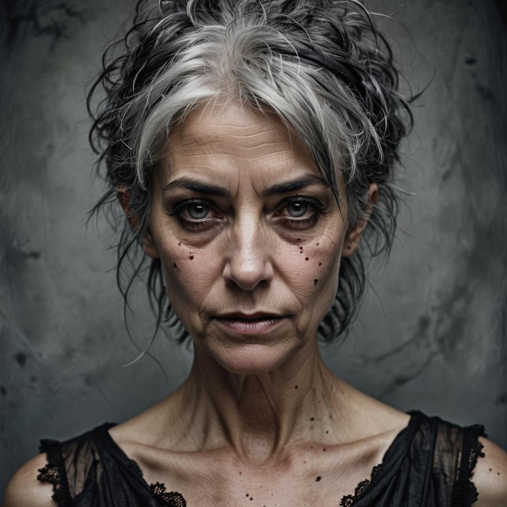 Realistic Portrait of a Gothic Pixie in Charcoal