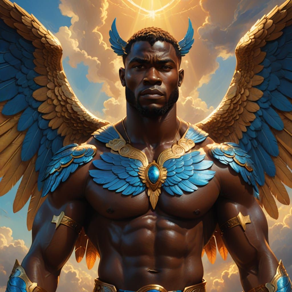 Winged Uriel in Vibrant Oil Painting