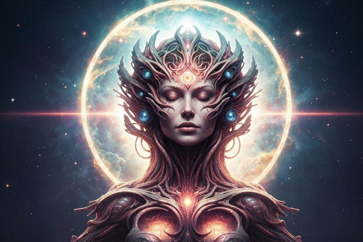 Nebula Goddess in Retro Sci-Fi Style