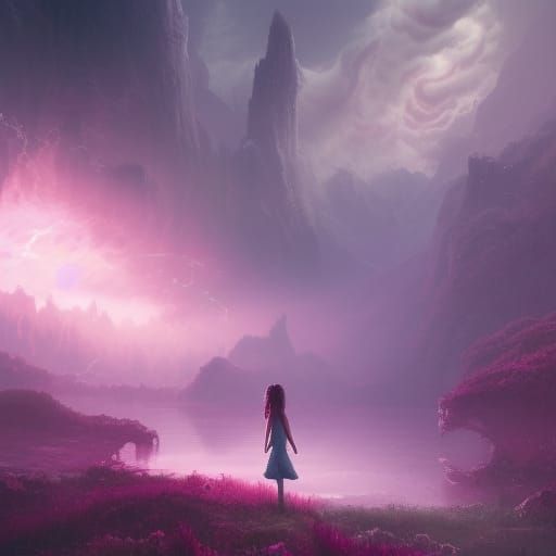 Magical Dreamland Landscape in Art Nouveau Style