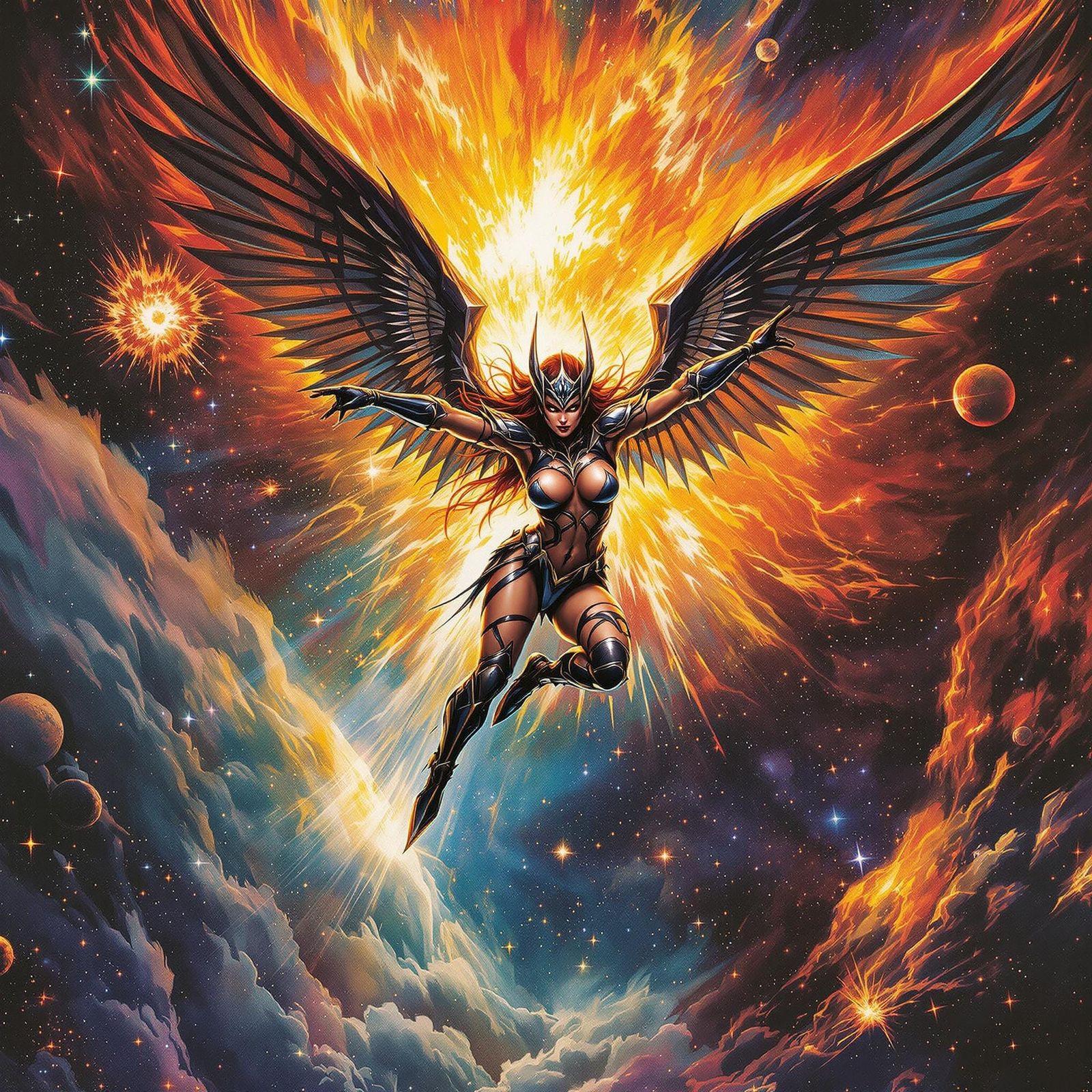 Space Valkyrie Diving into Burning Starfield