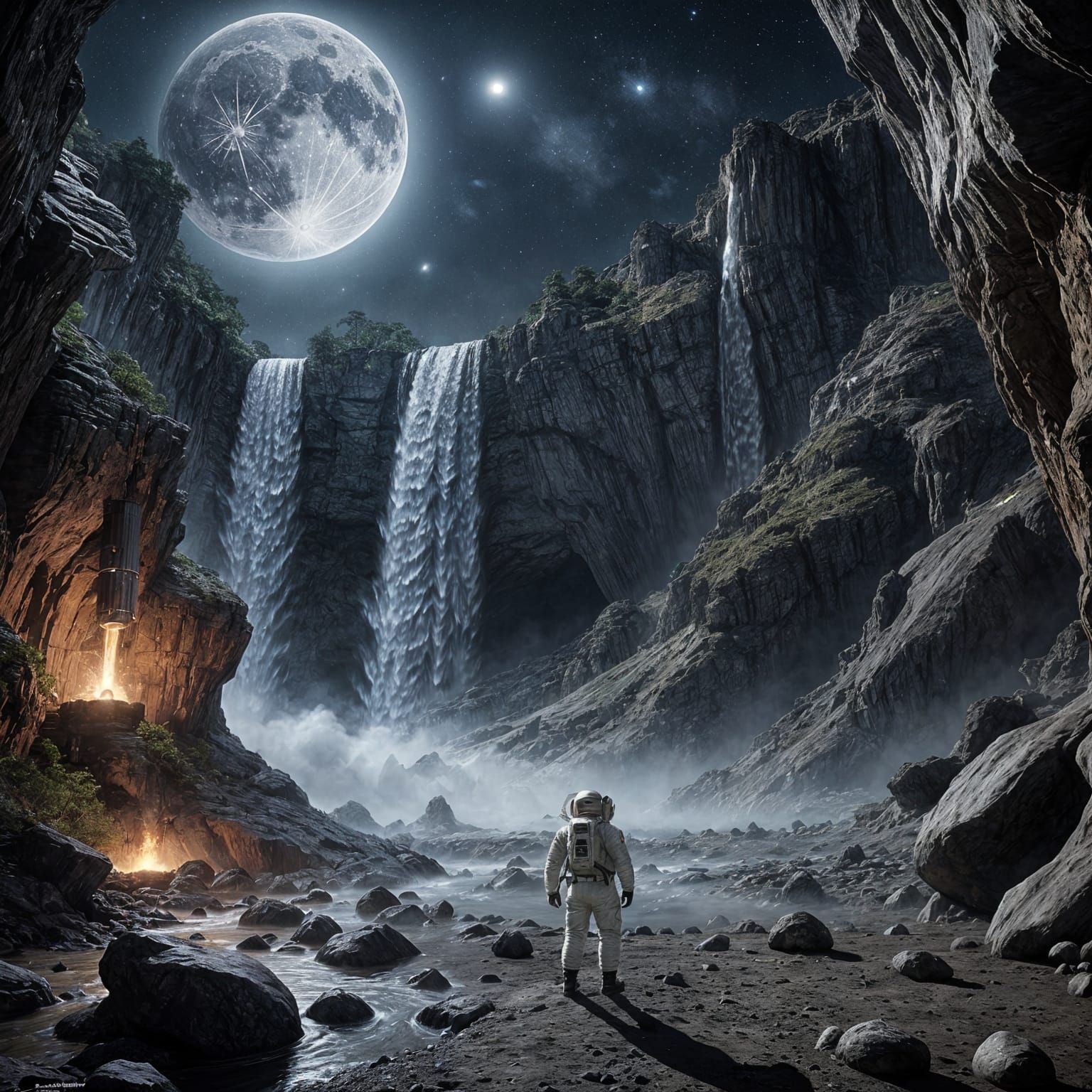 Moon Elixir Distillery with Lunar Mist Waterfall