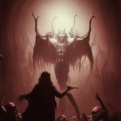 Horrific Demon in Dark Fantasy Style