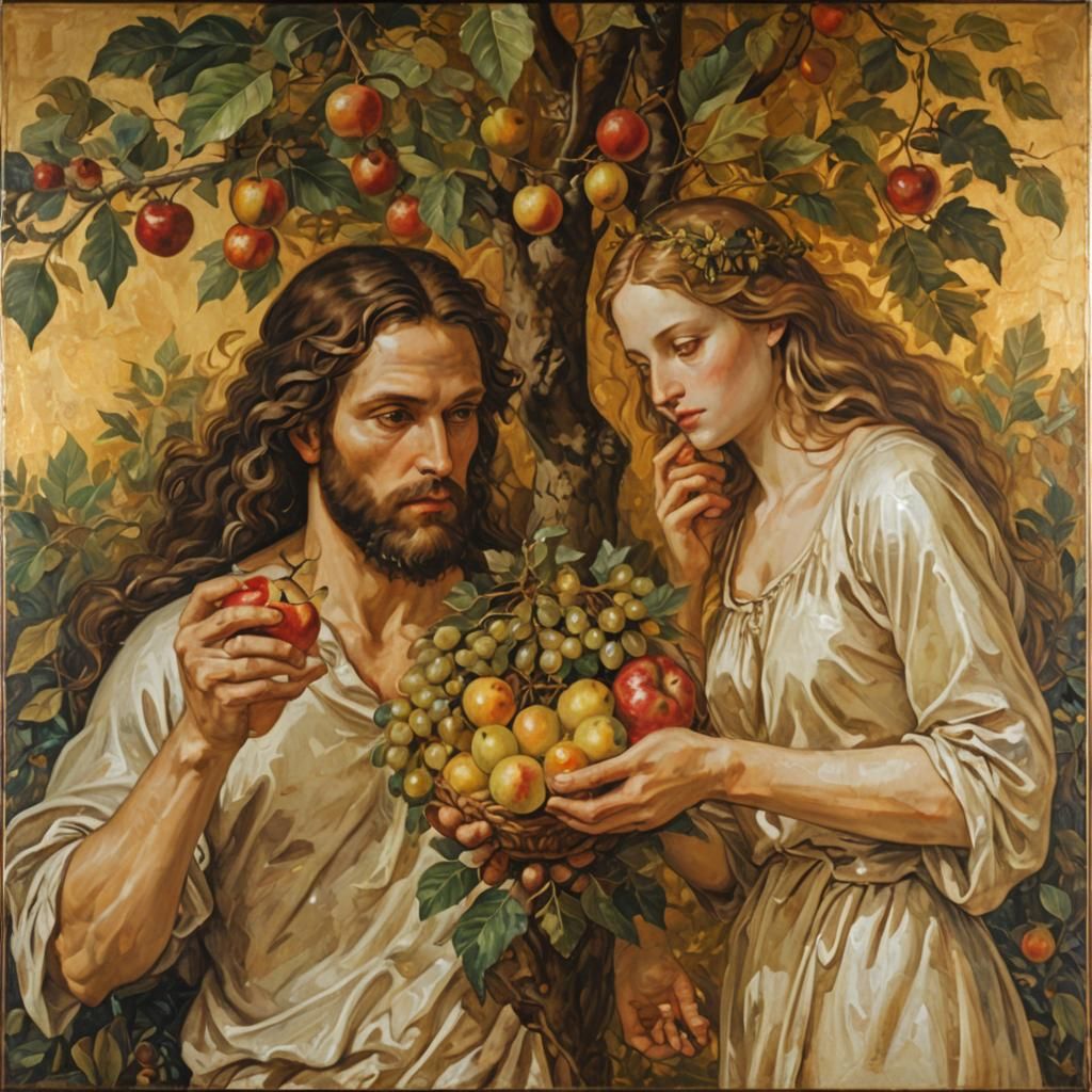 Adam and Eve in Renaissance Oil Painting