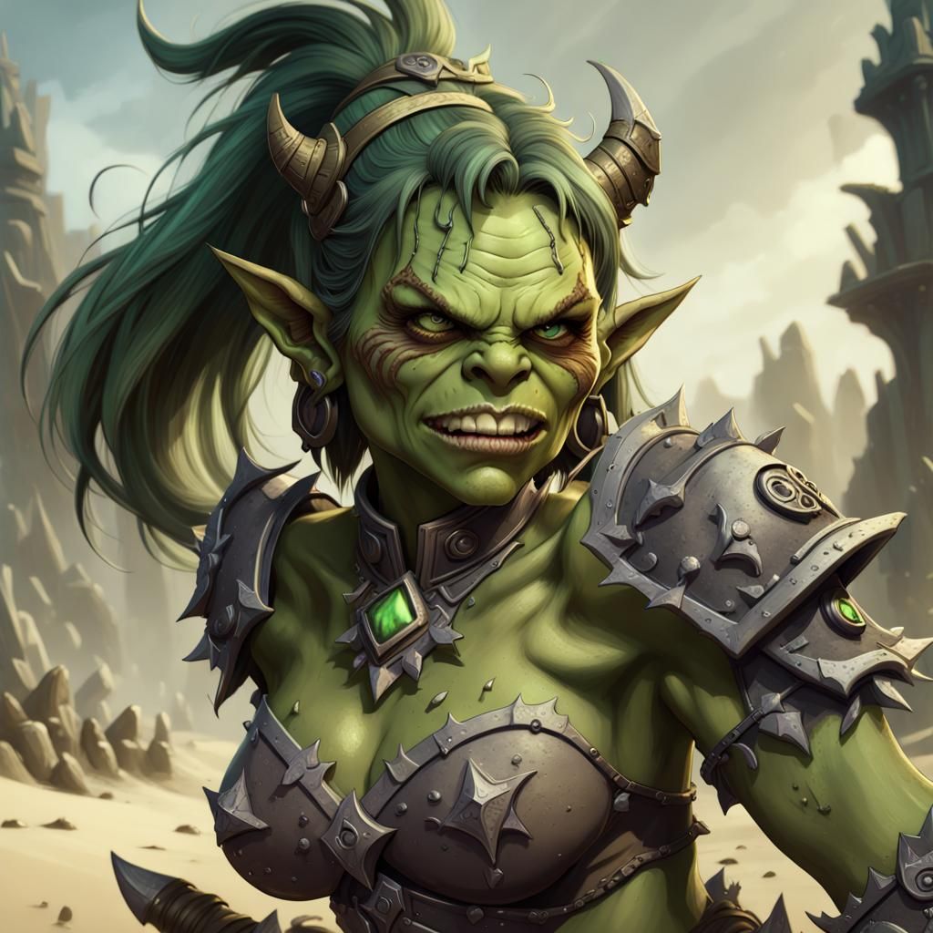 Beautiful Fantasy Orc Lady in Detailed Digital Painting