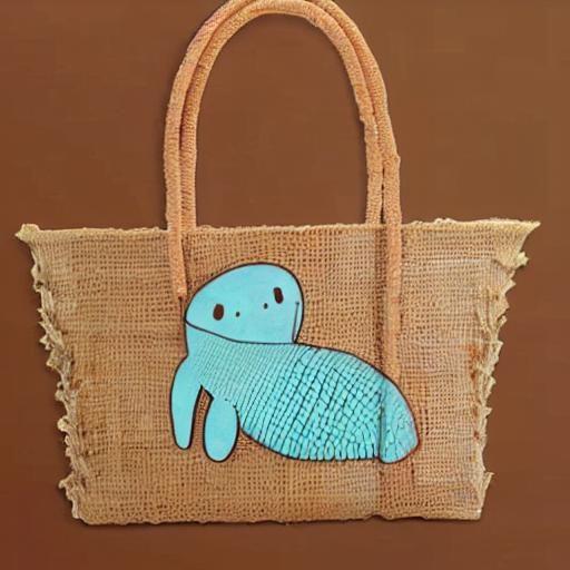 Manatee Tote Bag on Burnt Orange Burlap