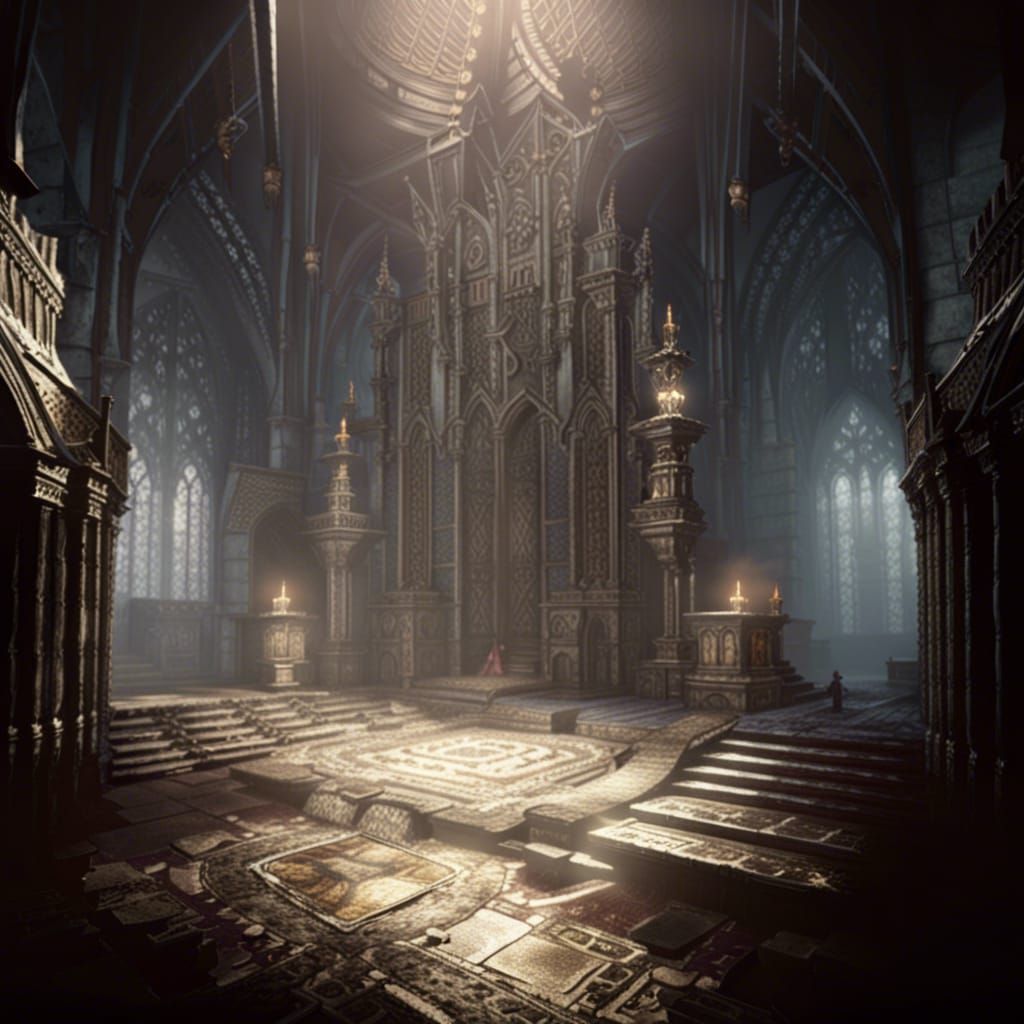 Abandoned Castle Throne Room in Dark Fantasy Style