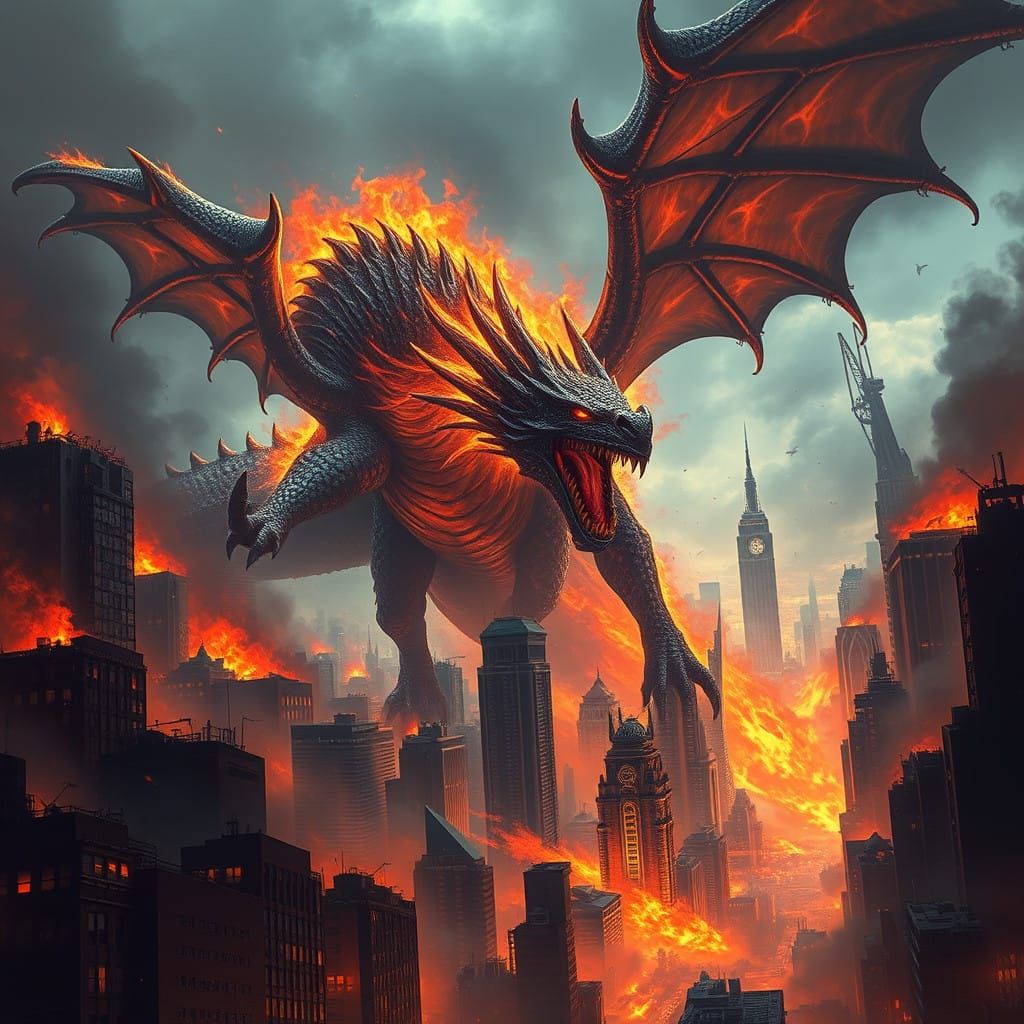 Cyberpunk Dragon Unleashes Hell Upon Futuristic Metropolis