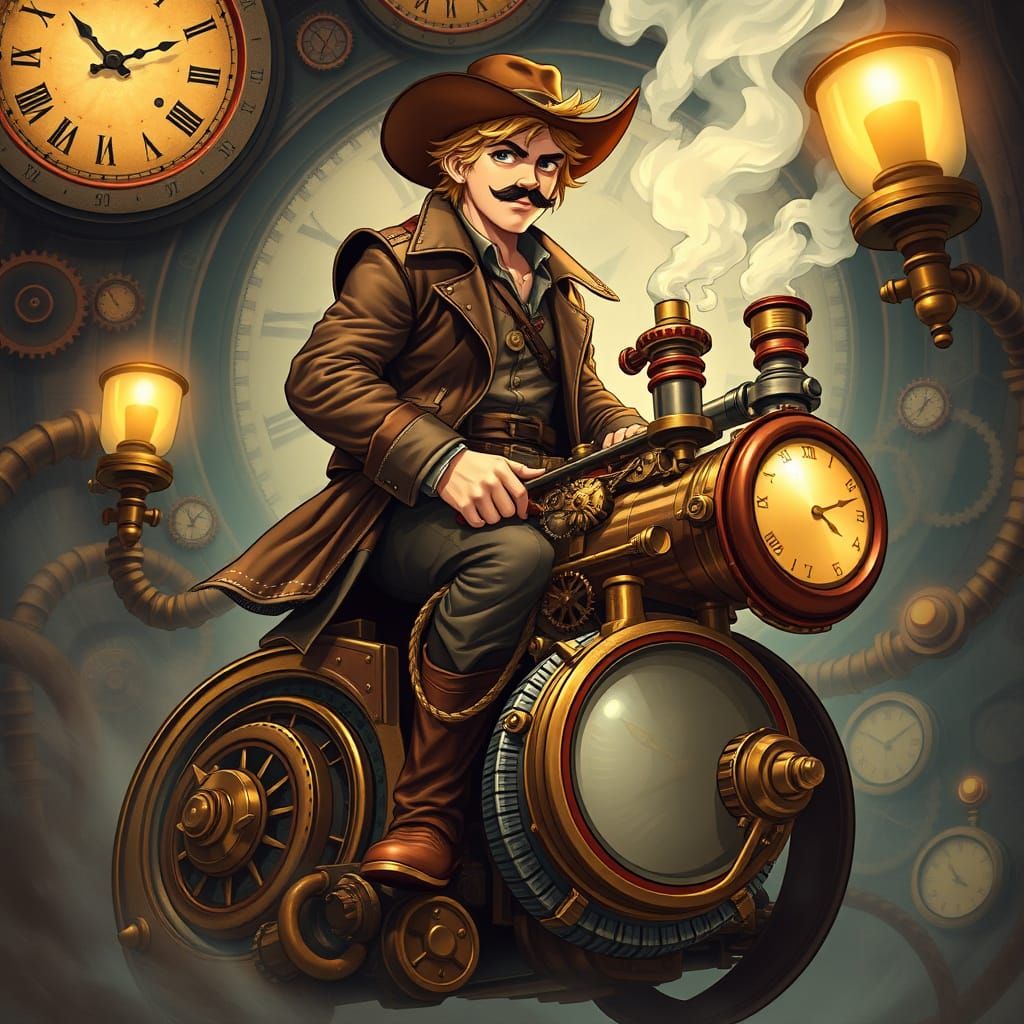 Cowboy Rides a Steampunk Time Machine