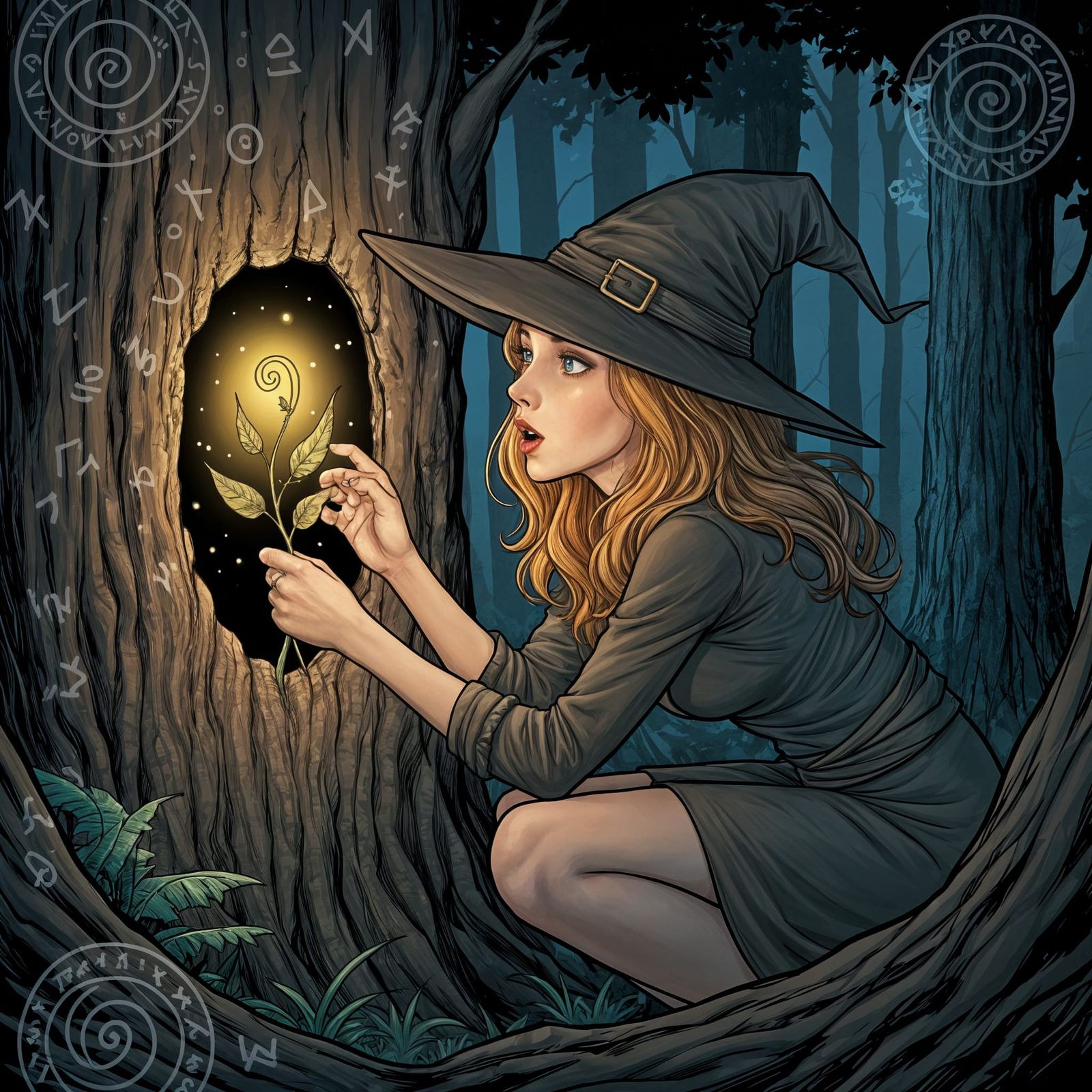 Young Witch Finds a Magical Fern Flower