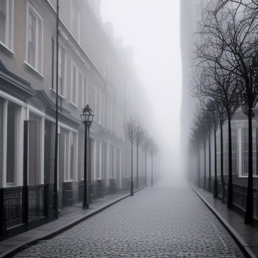 Misty Victorian London Street in Photorealistic Style
