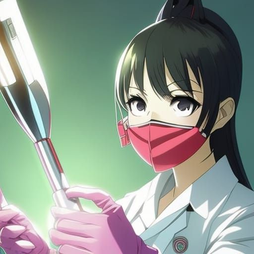 Dental Hygienist in Anime Style with Tools