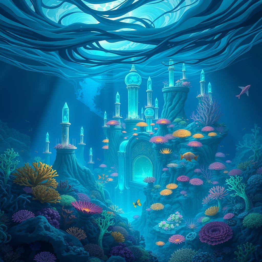 Bioluminescent Coral City: Underwater Studio Ghibli Dream