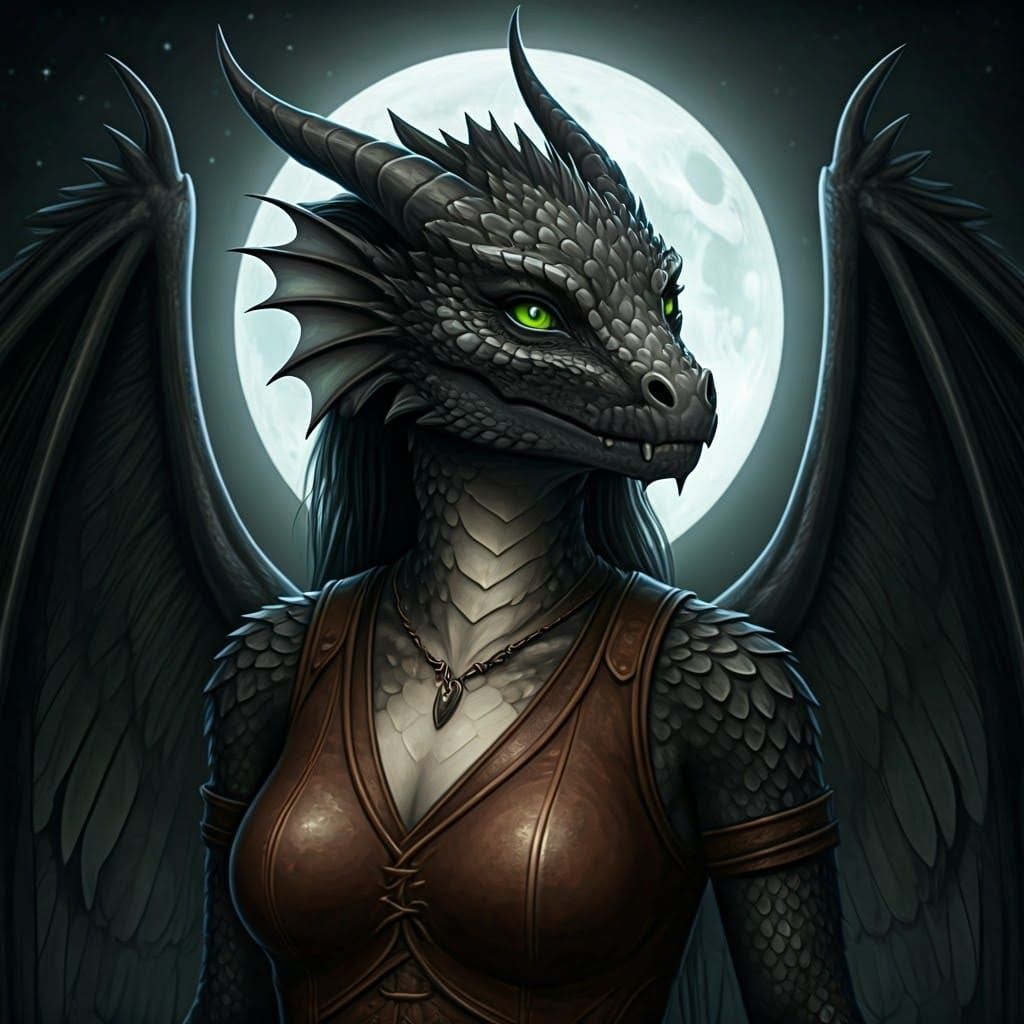 Fantasy Female Kobold in Moonlit Attire