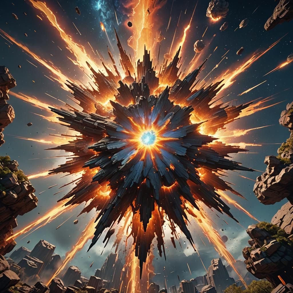 Exploding Supernova Sky in Detailed Matte Painting