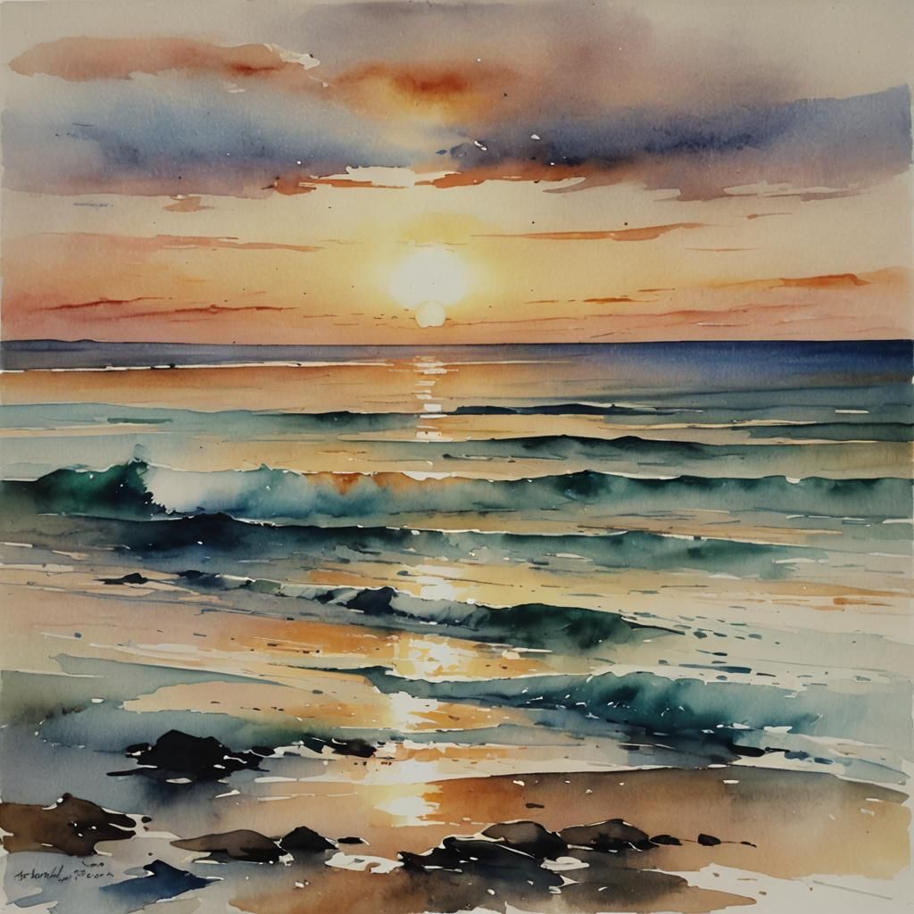 Sunset Boulevard in Turner-esque Watercolor