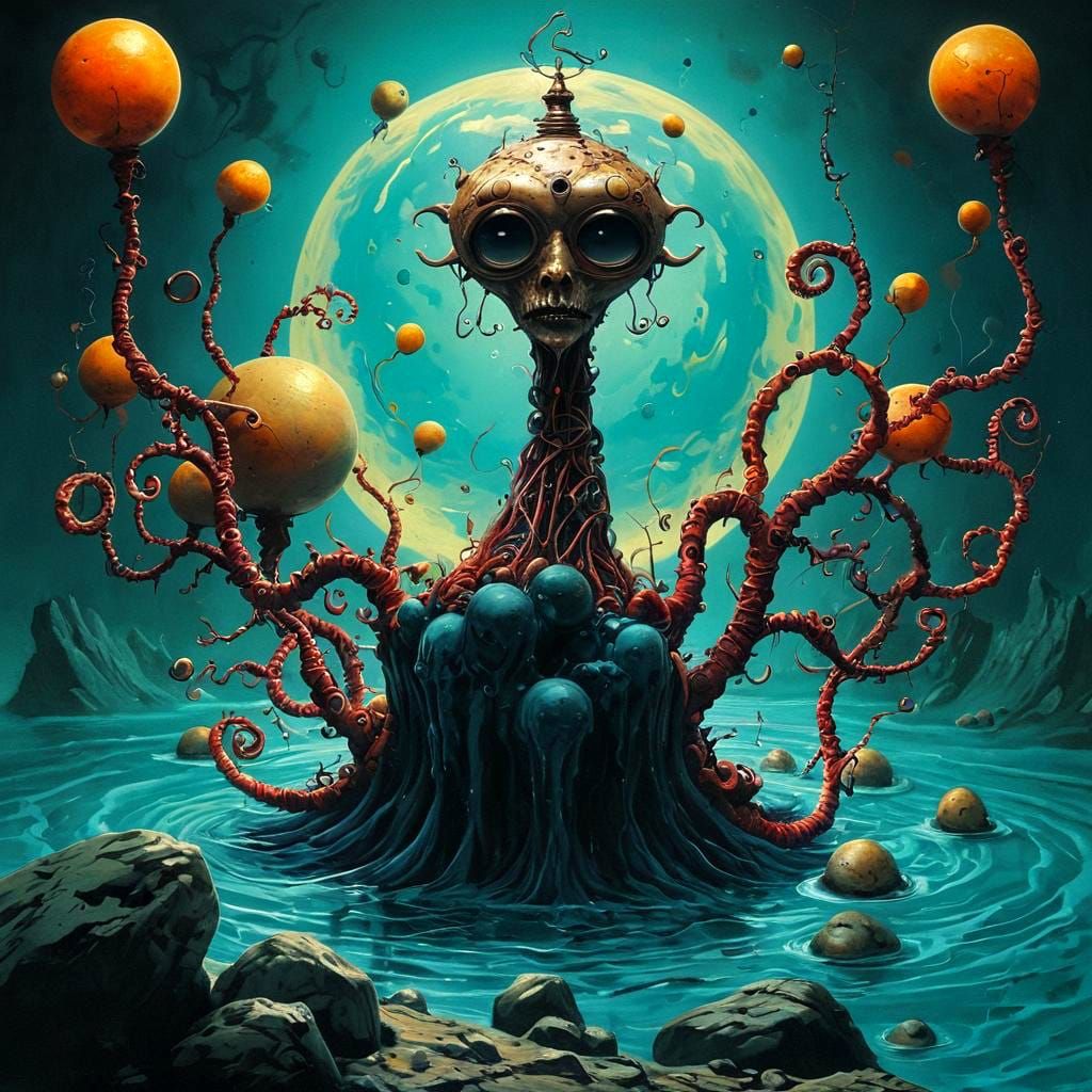 Dark Surreal Ink Explosion, Photorealistic Render