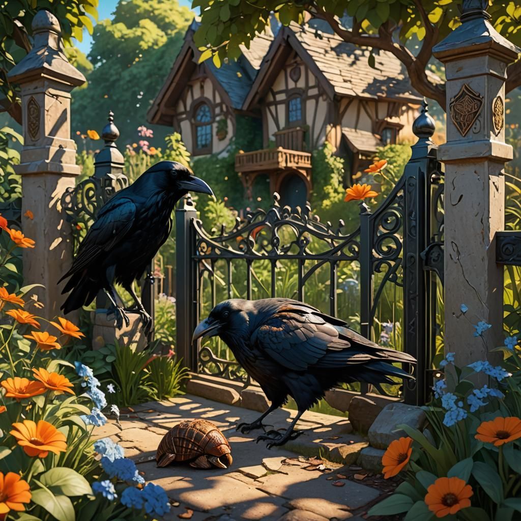 Raven's Feast: Armadillo in Cottage Garden