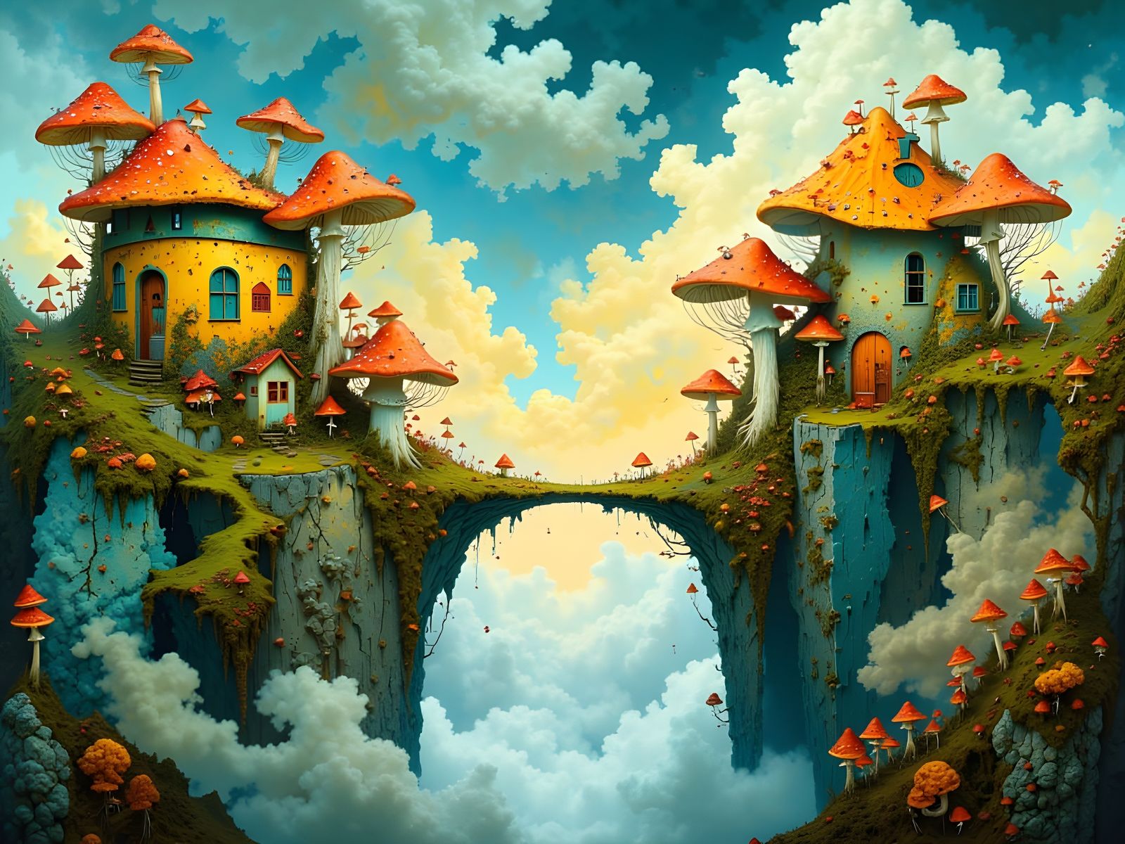 Mushroom City in the Clouds: Fantasy Art