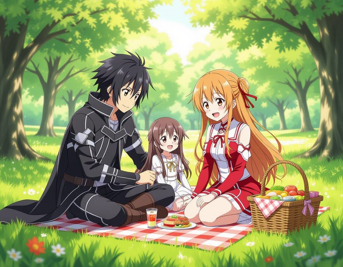 Sword Art Online Family Picnic with Kirito, Asuna, and Yui