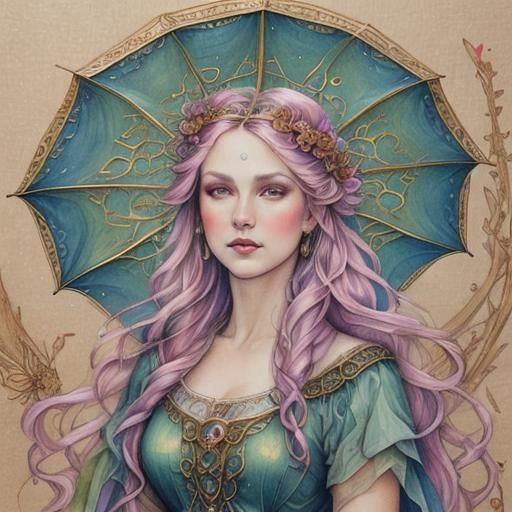 Art Nouveau Vixen Landscape in Twilight