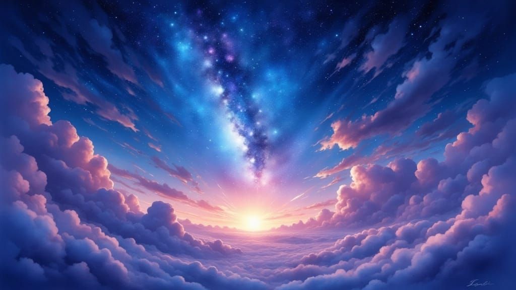 Clouds Across Night Sky Evoking Happiness and Warmth