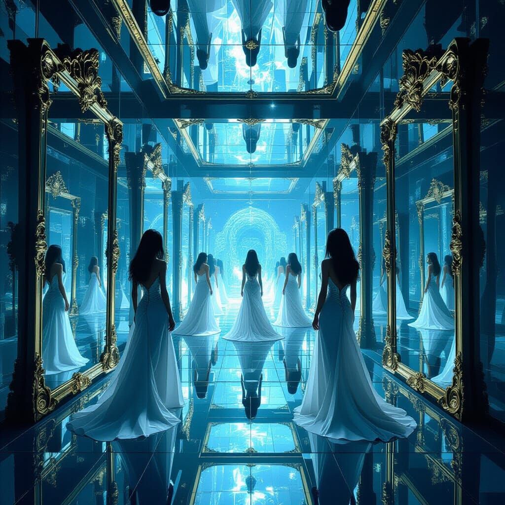 Surreal Mirror Lair With Distorted Reality