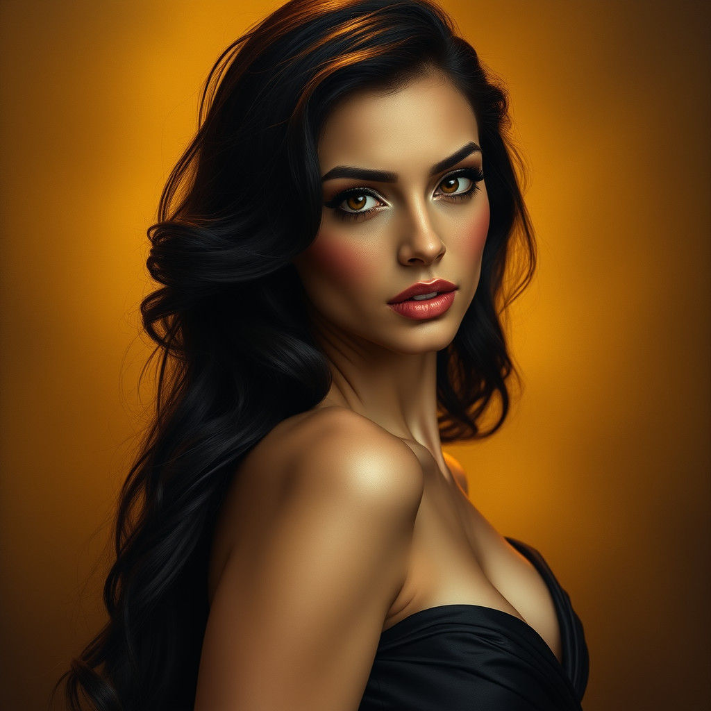 Elegant Woman with Long Hair in Old Masters Style