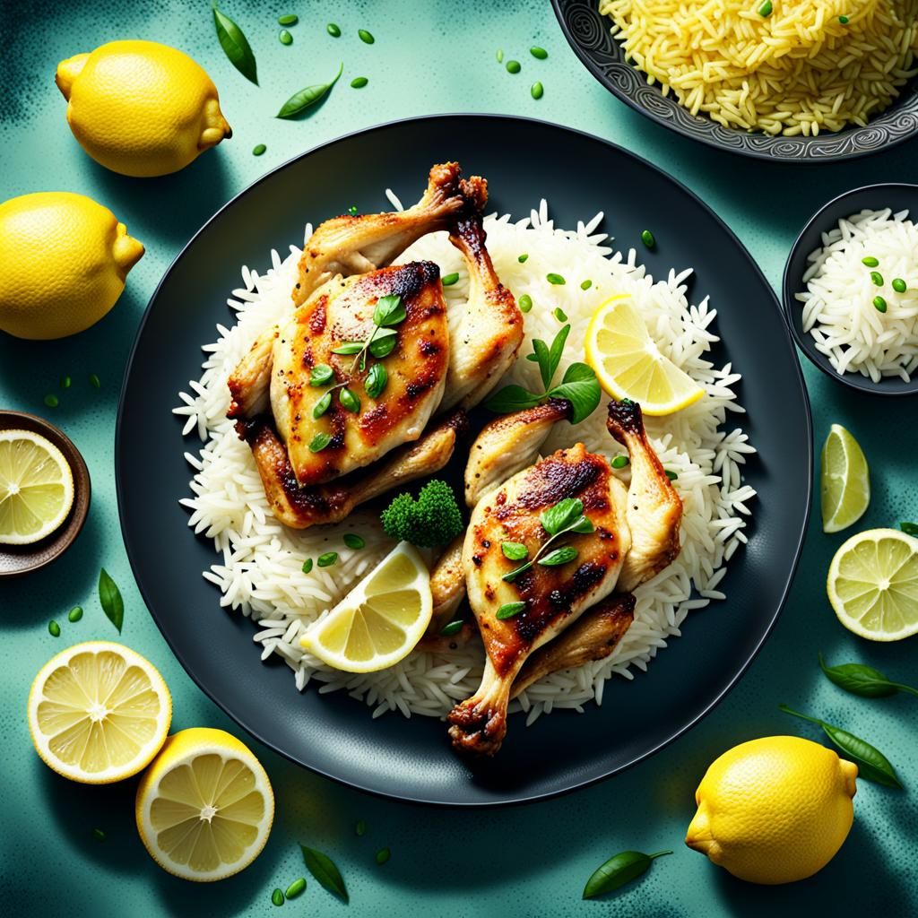 Lemon Chicken with Rice: Digital Matte Painting
