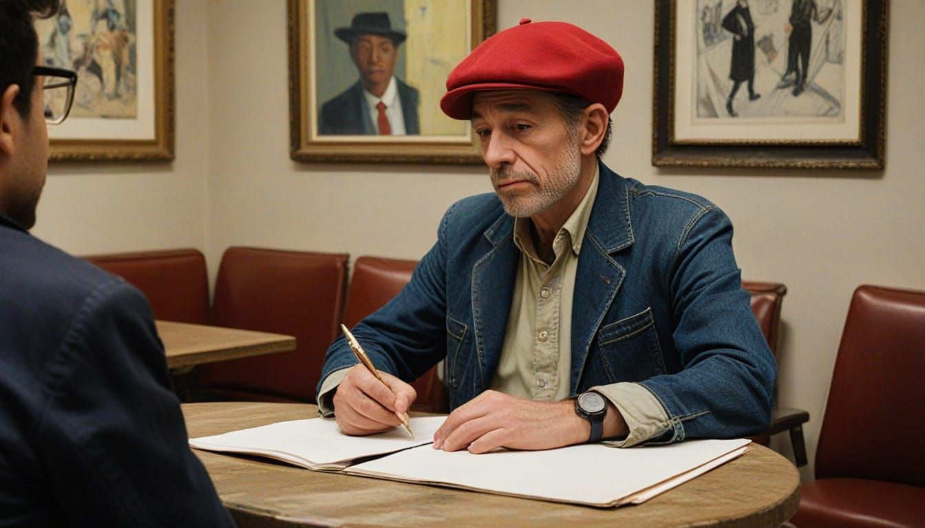 Artist Enveloped in Warm Café Atmosphere