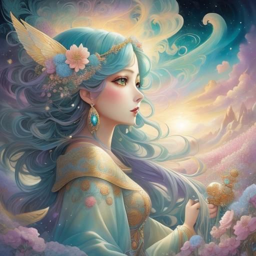 Magical Swirling Dreamscape: Hyperdetailed Cloudscape Illust...