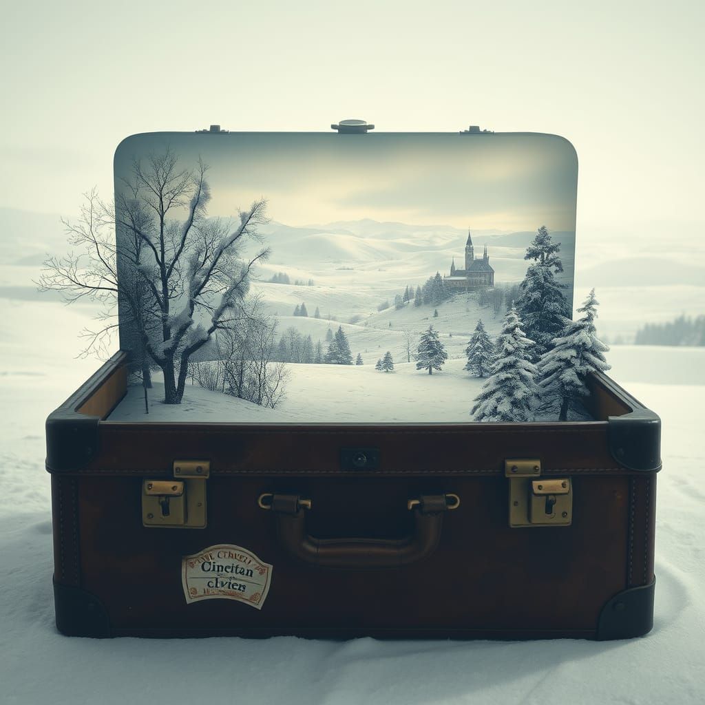 Vintage Suitcase Unveils Enchanted Winter Wonderland