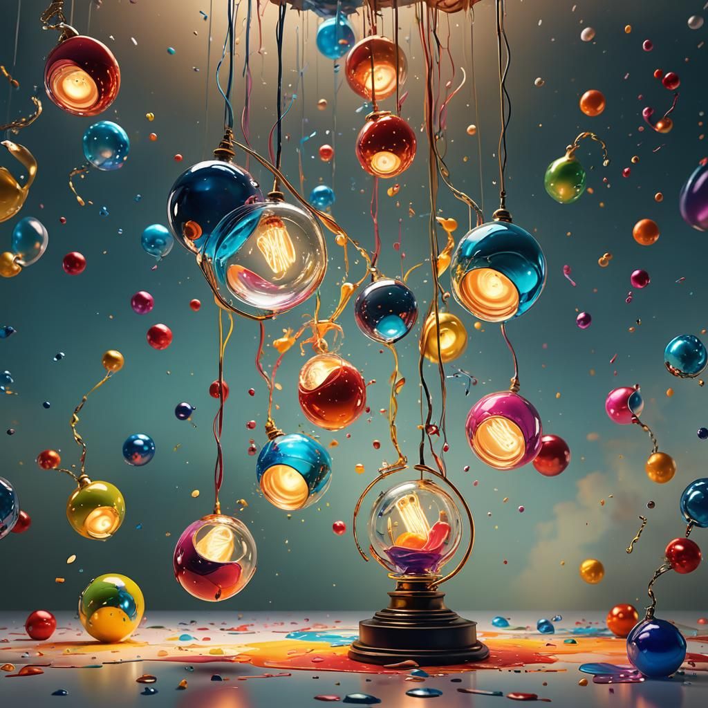 Floating Lamps in Dreamlike Splash Art Style