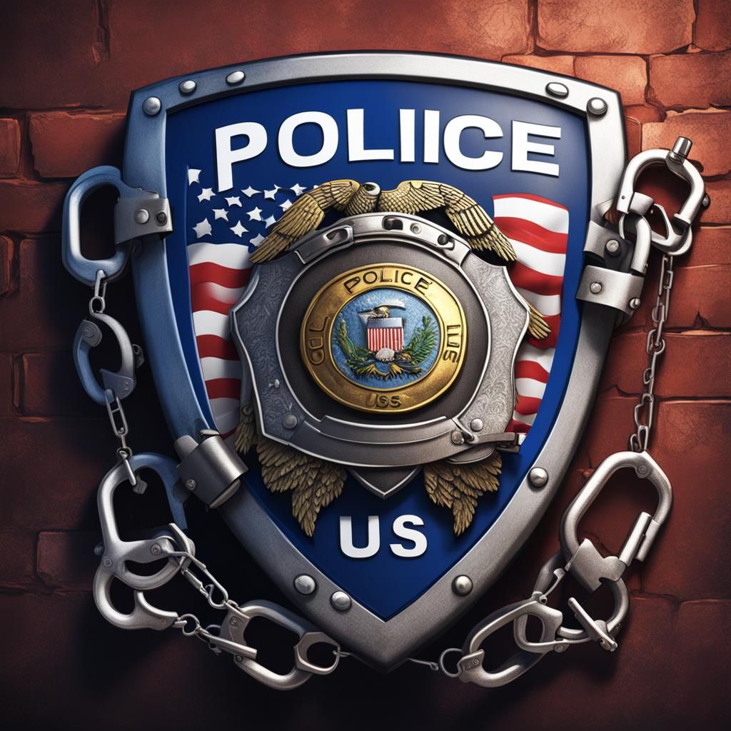 Police Shield with US Flag Comic Art