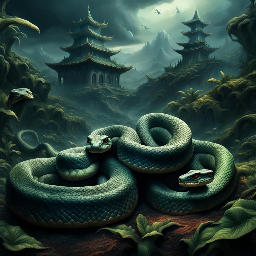 Dramatic Snake Scene in Digital Matte Painting