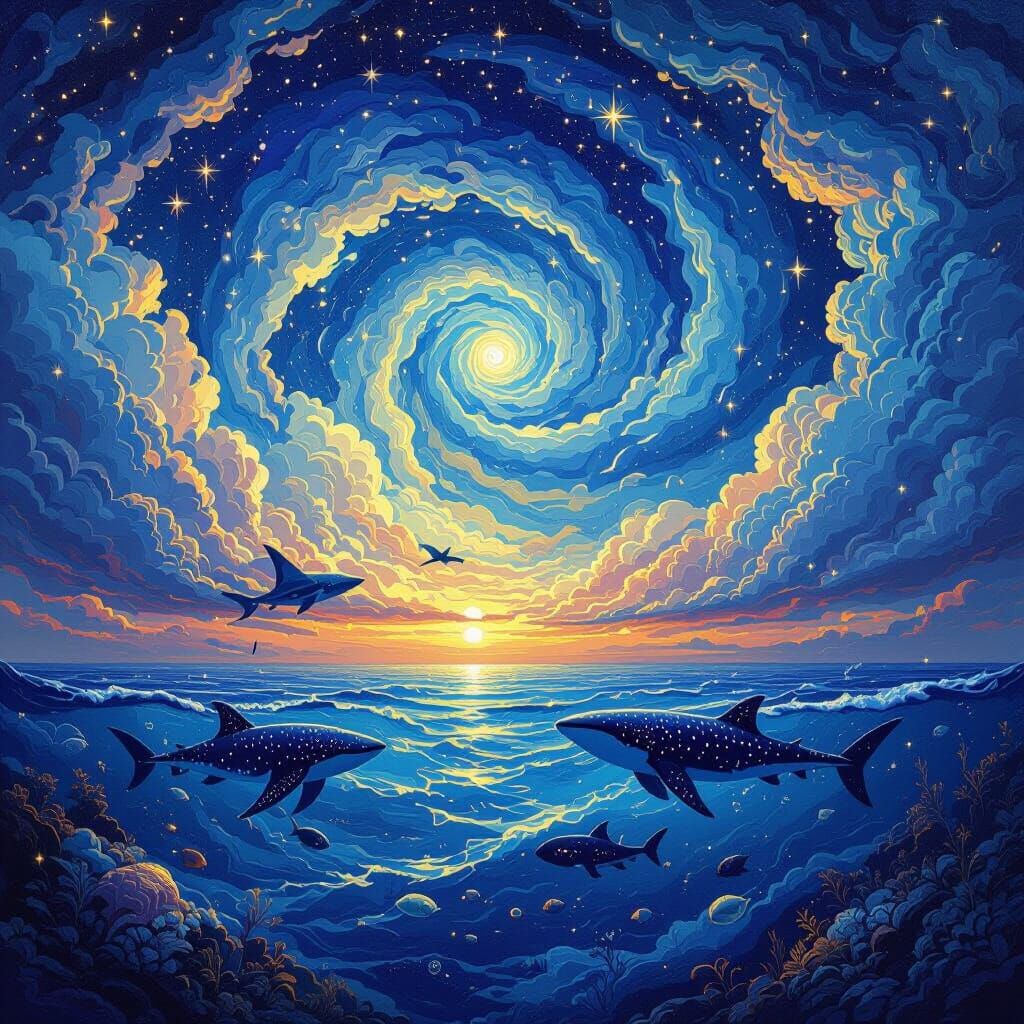 Oceanic Starry Night: A Van Gogh Inspired Fantasy