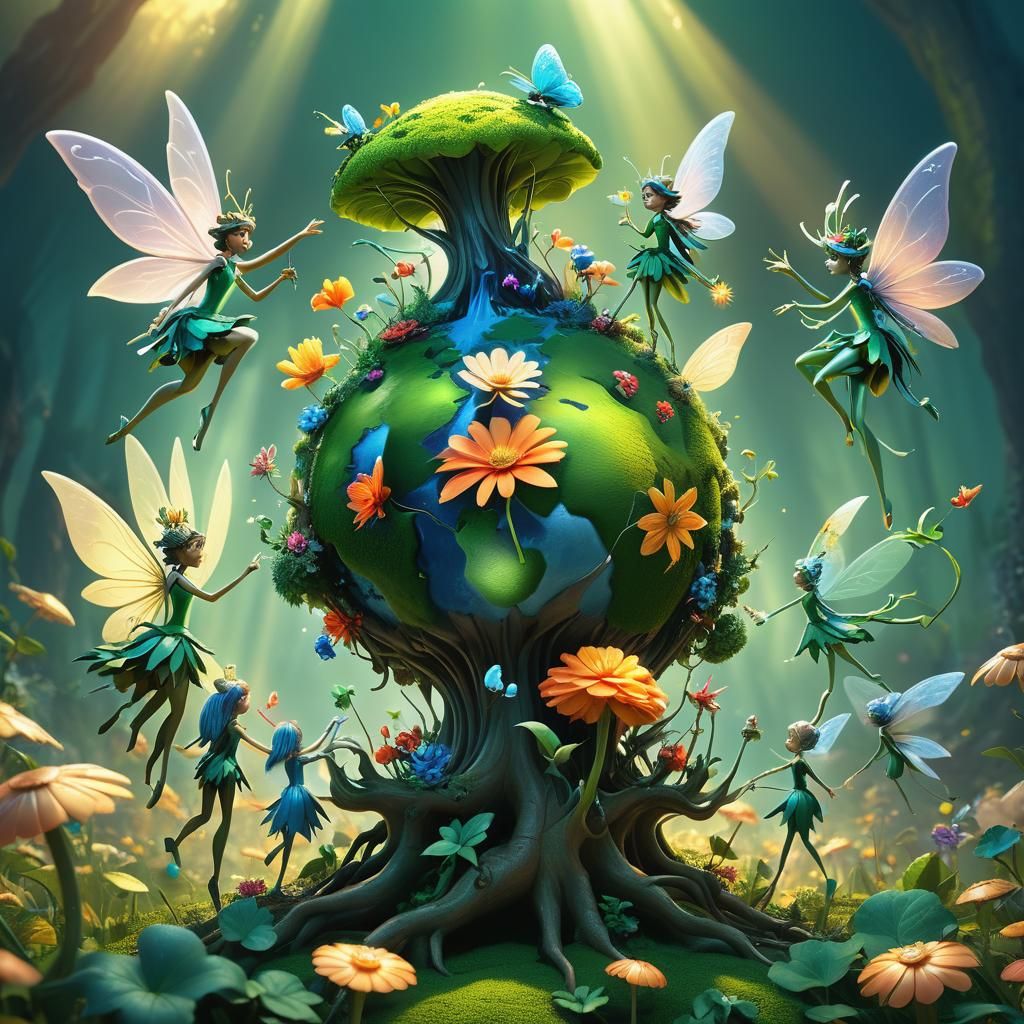 Fairies Meeting to Defend Against Global Warming