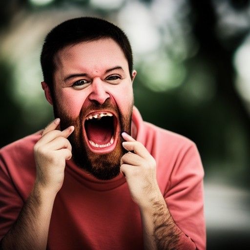 Intense Portrait of a Rabid Man in Natural Light