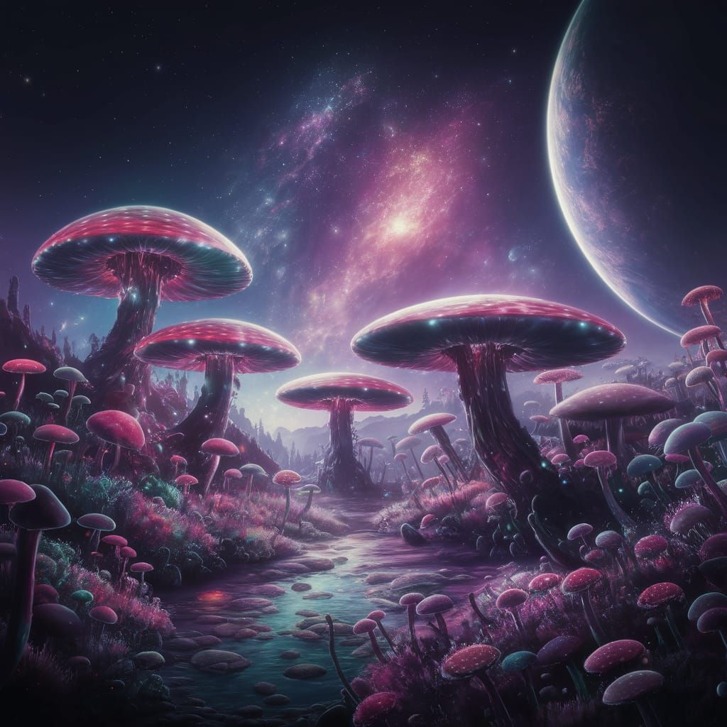 Surreal Bioluminescent Forest on an Alien World