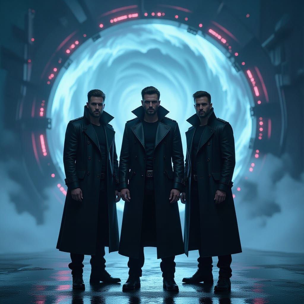 Men at Stormy Portal: Biomechanical Sci-Fi