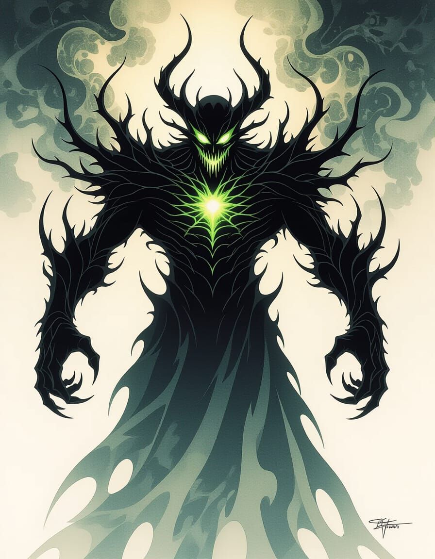 Cosmic Horror Villain in Dynamic Comic Style